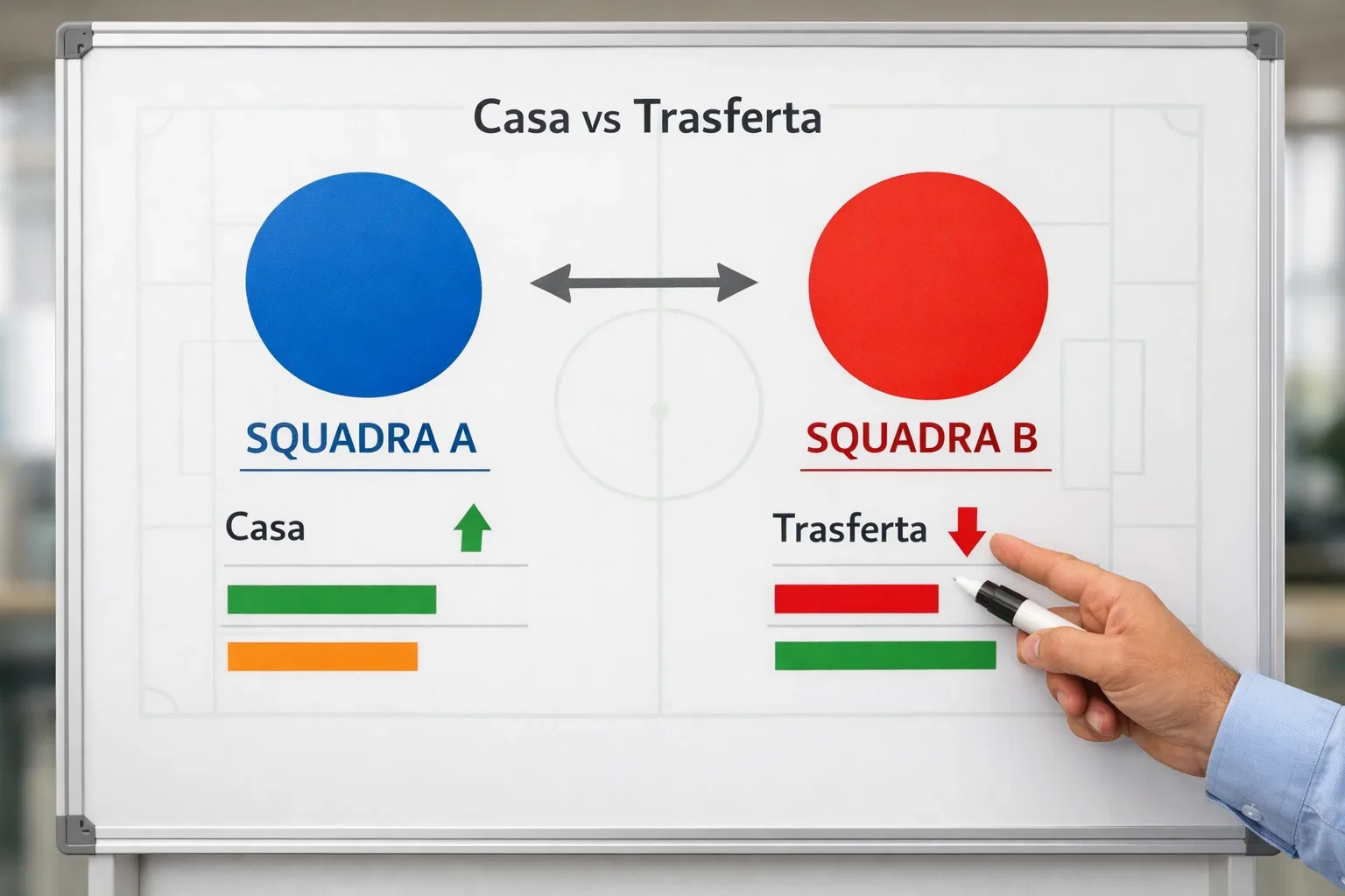 Tabellone con statistiche di rendimento squadre casa e trasferta