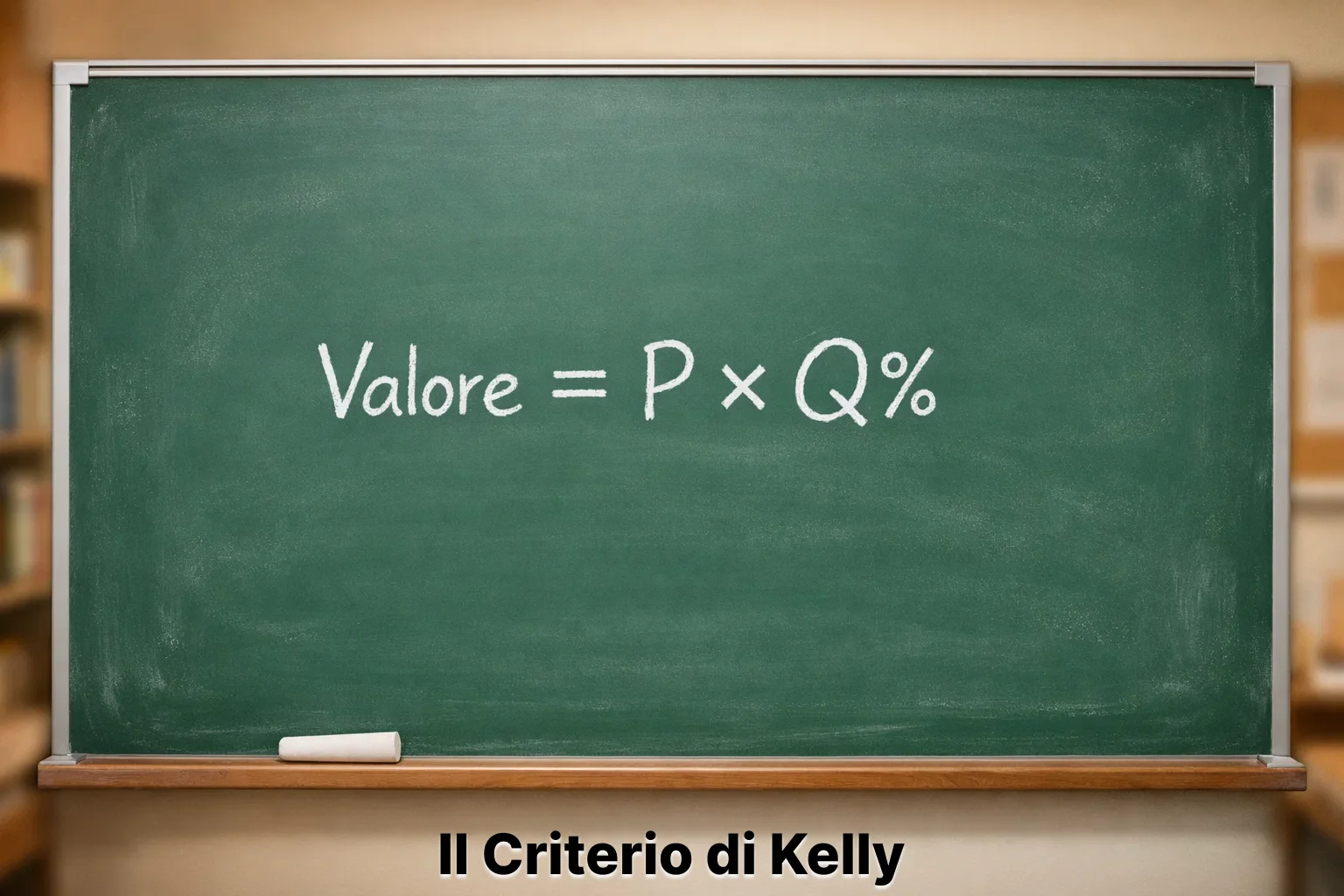 Formula matematica scritta su lavagna con simbolo percentuale